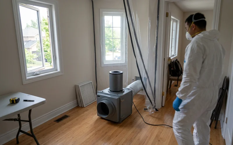 Air scrubber running in a cleared room