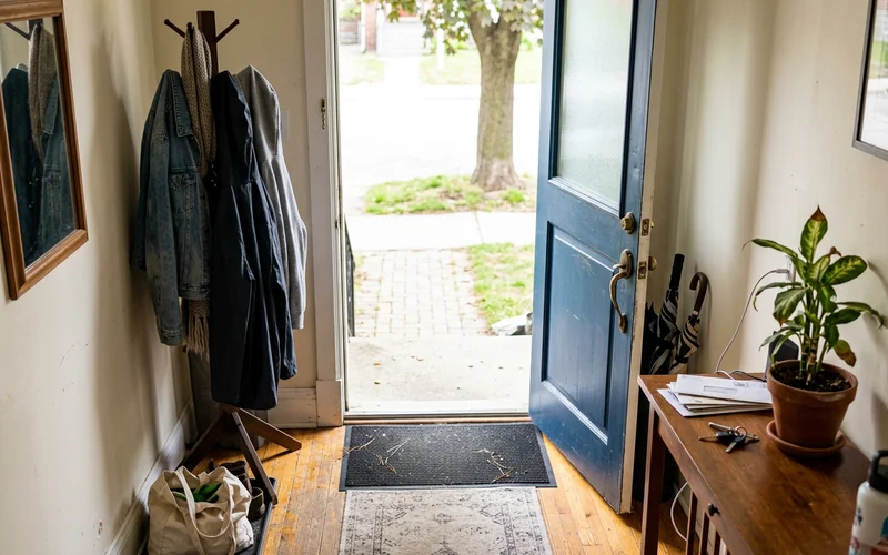 Clear, freshly cleaned hallway with an unobstructed front door