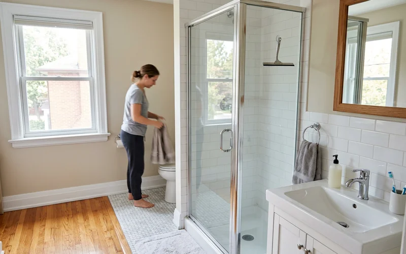 Gleaming restored bathroom tiles after extreme cleaning