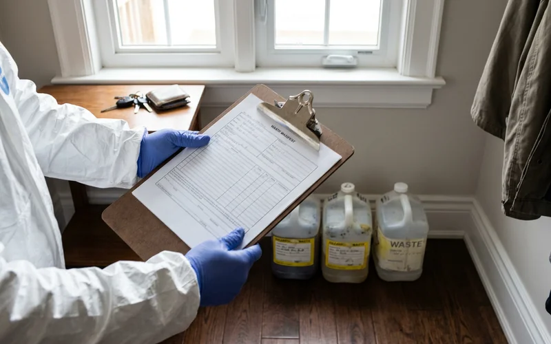 Gloved hand holding a blank manifest form on a clipboard