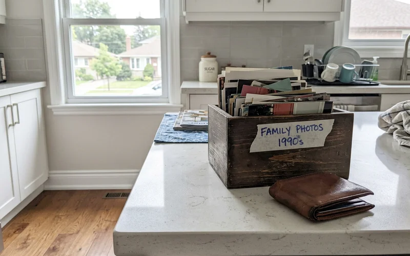 Labelled keepsake box set aside for the family