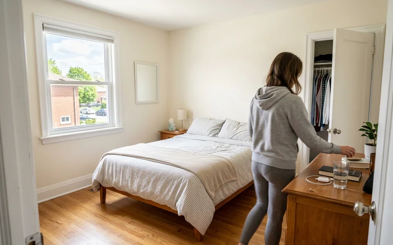 Restored bright bedroom after cleanup