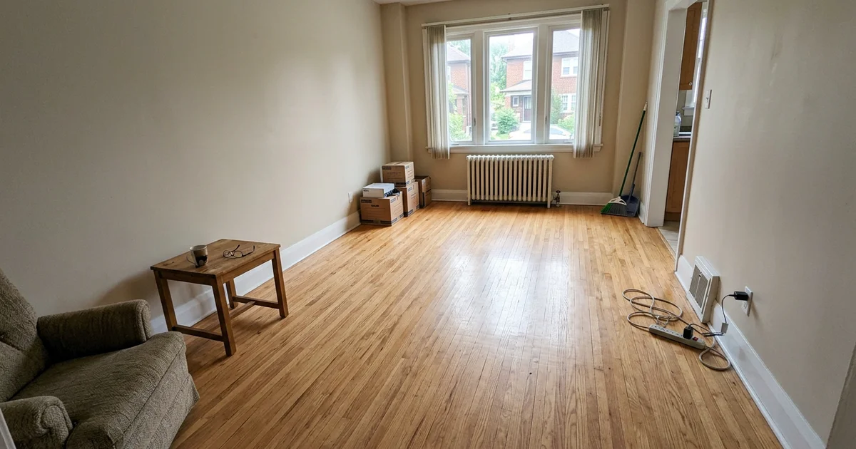 Empty, freshly cleaned living room ready for staging