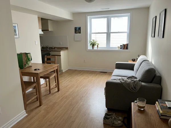 Compliant basement apartment with a clear egress window