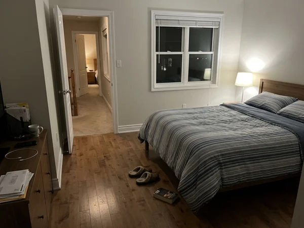 Clear bedroom with an open path to the door
