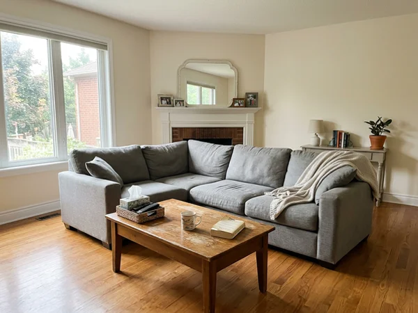 Empty, cleaned estate living room ready for listing photos