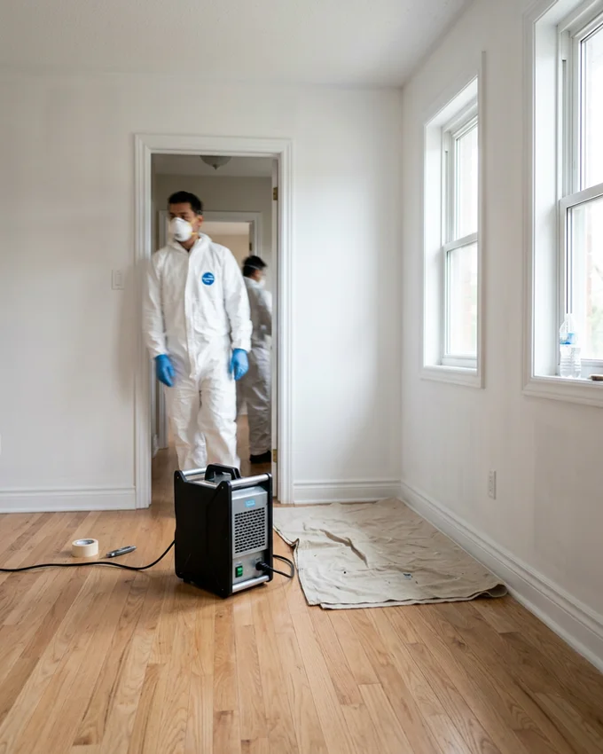 Hydroxyl generator running in an empty, freshly primed bedroom